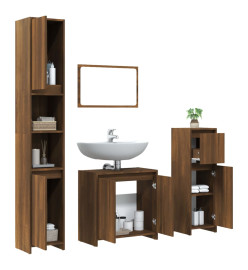 Ensemble de meubles de salle de bain 4 pcs Chêne marron