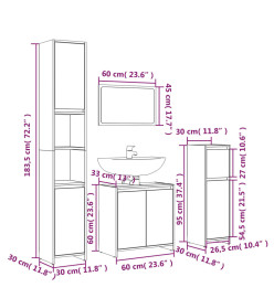 Ensemble de meubles de salle de bain 4 pcs Chêne marron