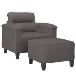 Fauteuil avec repose-pied Gris 60 cm Similicuir