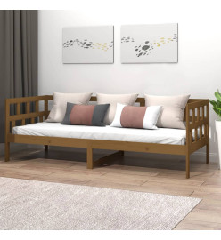 Lit de jour Marron miel Bois de pin massif 90x190 cm