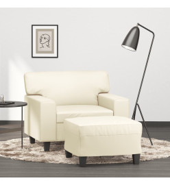 Fauteuil avec repose-pied Crème 60 cm Similicuir