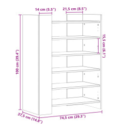 Armoire à chaussures chêne sonoma 74,5x37,5x100 cm