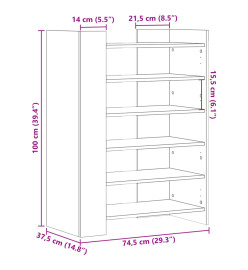 Armoire à chaussures blanc 74,5x37,5x100 cm bois d'ingénierie