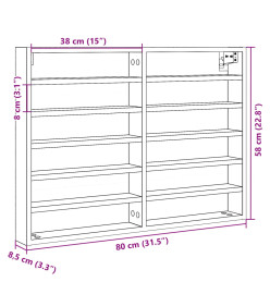 Armoire à vitrine gris béton 80x8,5x58 cm bois d'ingénierie