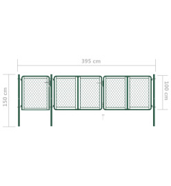 Portail de jardin Acier 100x395 cm Vert