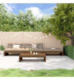 Salon de jardin 4 pcs avec coussins marron miel bois massif