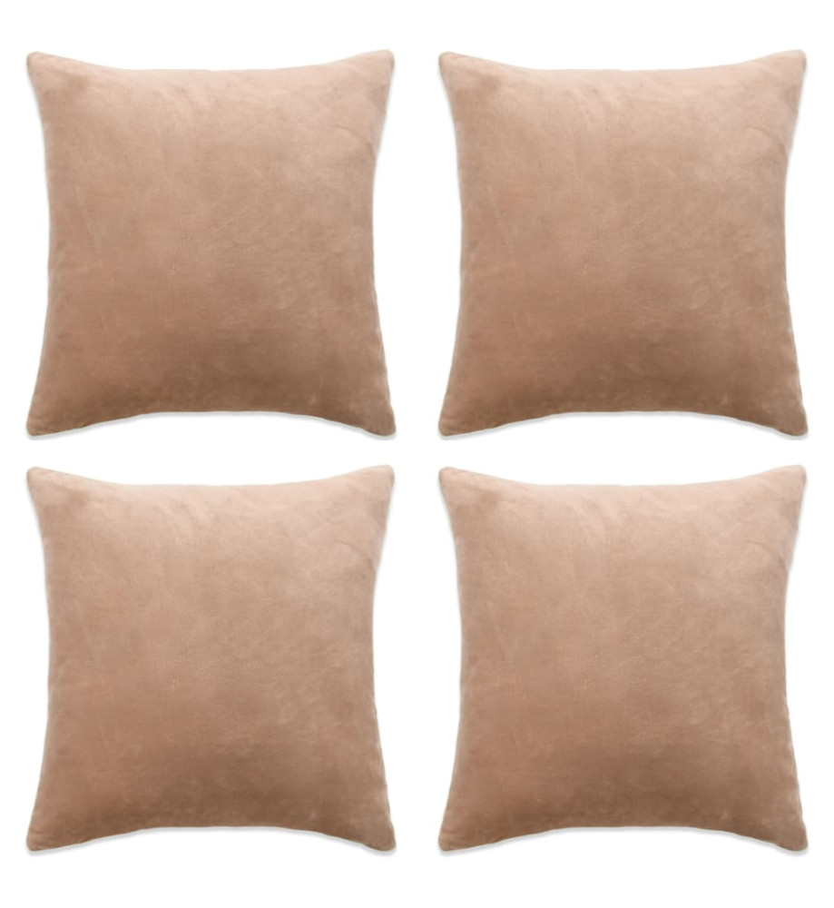 Housses de coussin 4 pcs Tissu 80x80 cm Beige