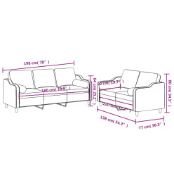 Ensemble de canapés 2 pcs avec coussins jaune clair tissu