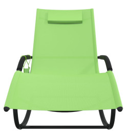 Chaises longues à bascule 2 pcs Vert Acier et textilène