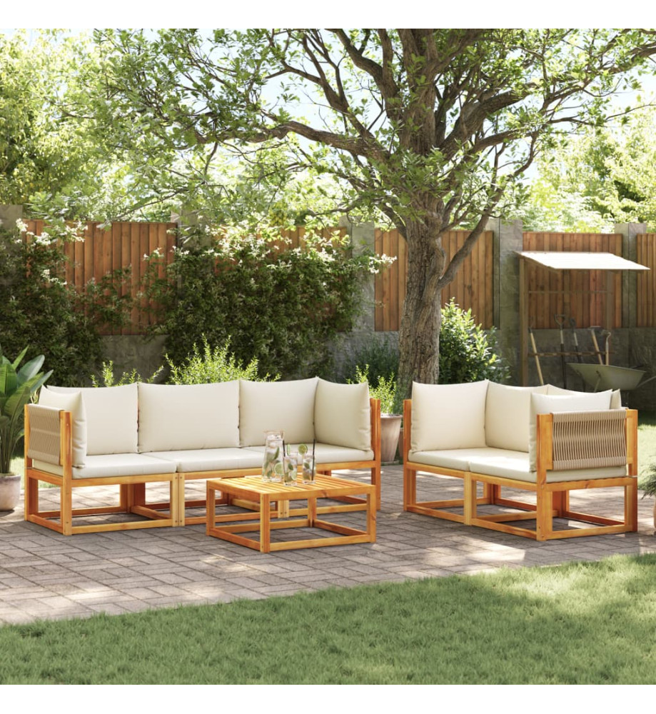 Salon de jardin avec coussins 6 pcs bois d'acacia solide