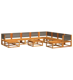 Salon de jardin avec coussins 11 pcs bois massif d'acacia