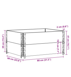 Jardinière marron 80x60 cm bois massif de pin