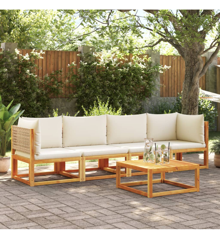 Salon de jardin avec coussins 4 pcs bois d'acacia massif