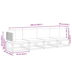 Salon de jardin avec coussins 4 pcs bois d'acacia massif