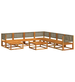 Salon de jardin avec coussins 9 pcs bois massif d'acacia