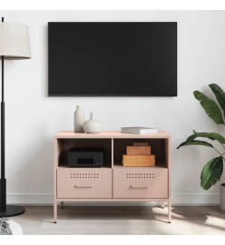 Meuble TV rose 68x39x50,5 cm acier laminé à froid