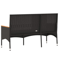 Banc de jardin à 3 places avec coussins noir résine tressée