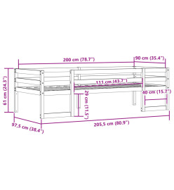 Cadre de lit pour enfants 90x200 cm bois de pin massif