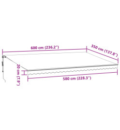 Auvent rétractable automatique bordeaux 600x350 cm