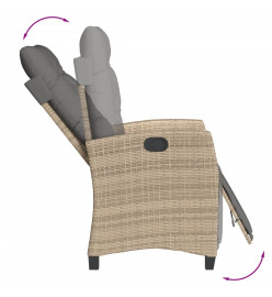 Ensemble à manger de jardin coussins 7 pcs mélange beige rotin