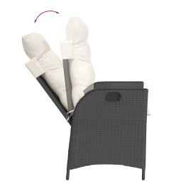 Ensemble à manger de jardin coussins 7pcs Noir Résine tressée