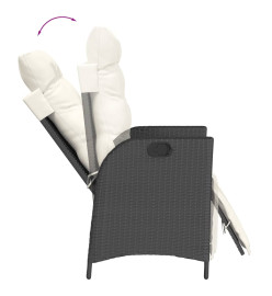 Ensemble à manger de jardin coussins 7pcs Noir Résine tressée