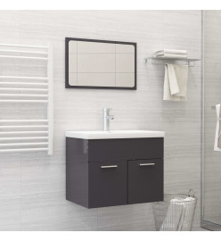 Ensemble de meubles de salle de bain Gris brillant Aggloméré