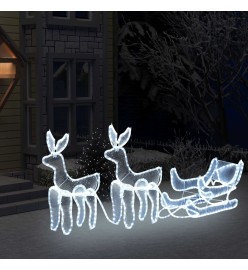 Cordon lumineux de Noël 2 Rennes et traîneau en maille 648 LED