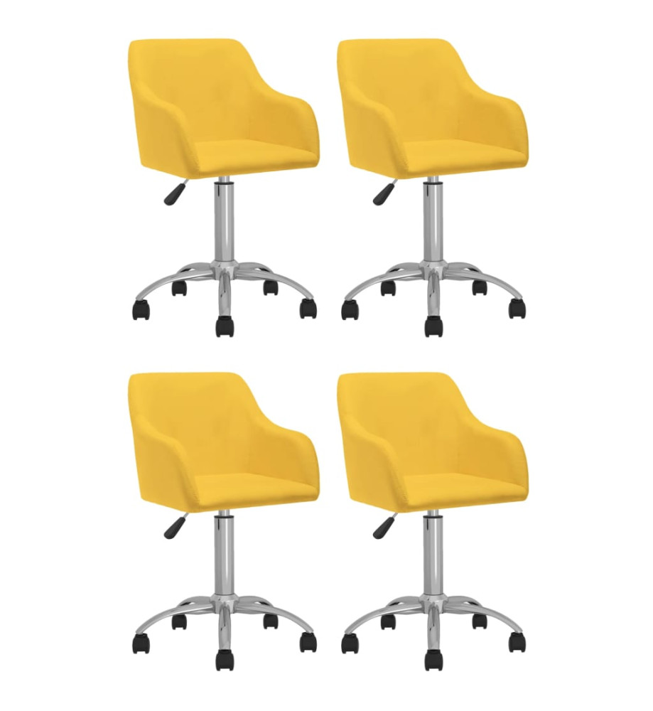 Chaises pivotantes à manger lot de 4 jaune tissu