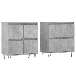 Buffets 2 pcs gris béton bois d'ingénierie