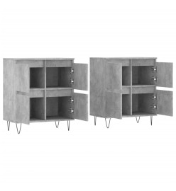 Buffets 2 pcs gris béton bois d'ingénierie