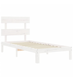 Cadre de lit et tête de lit blanc 100x200 cm bois massif