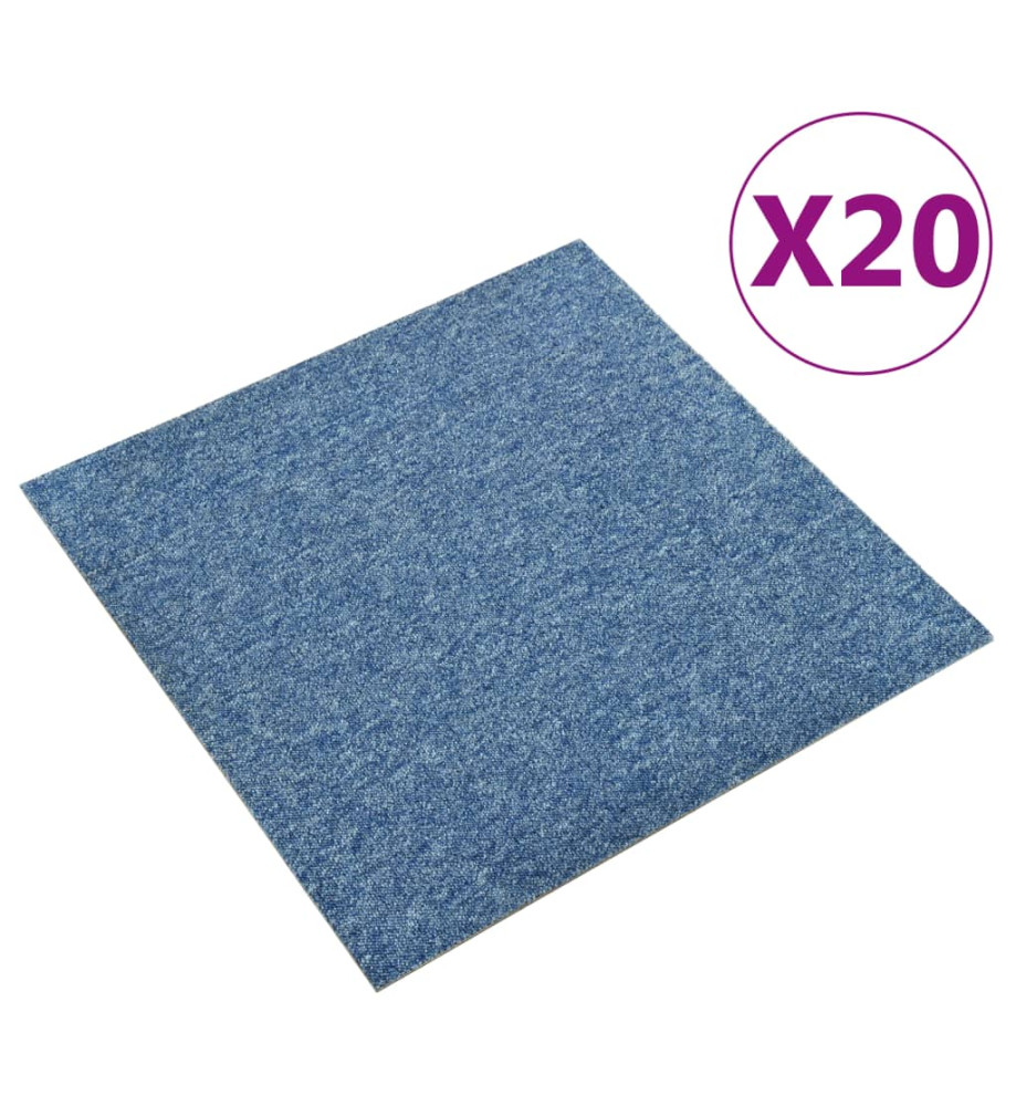 Dalles de tapis de sol 20 pcs 5 m² 50x50 cm Bleu