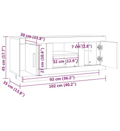 Meuble TV gris béton 102x35x45 cm bois d'ingénierie