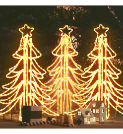 Arbres de Noël pliables avec LED 3 pcs Blanc chaud 87x87x93 cm