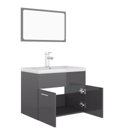 Ensemble de meubles de salle de bain Gris brillant Aggloméré