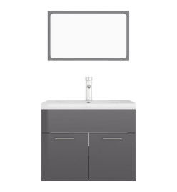 Ensemble de meubles de salle de bain Gris brillant Aggloméré