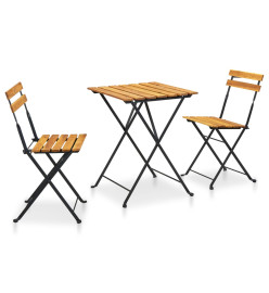 Mobilier de bistro pliable 3 pcs Bois d'acacia solide