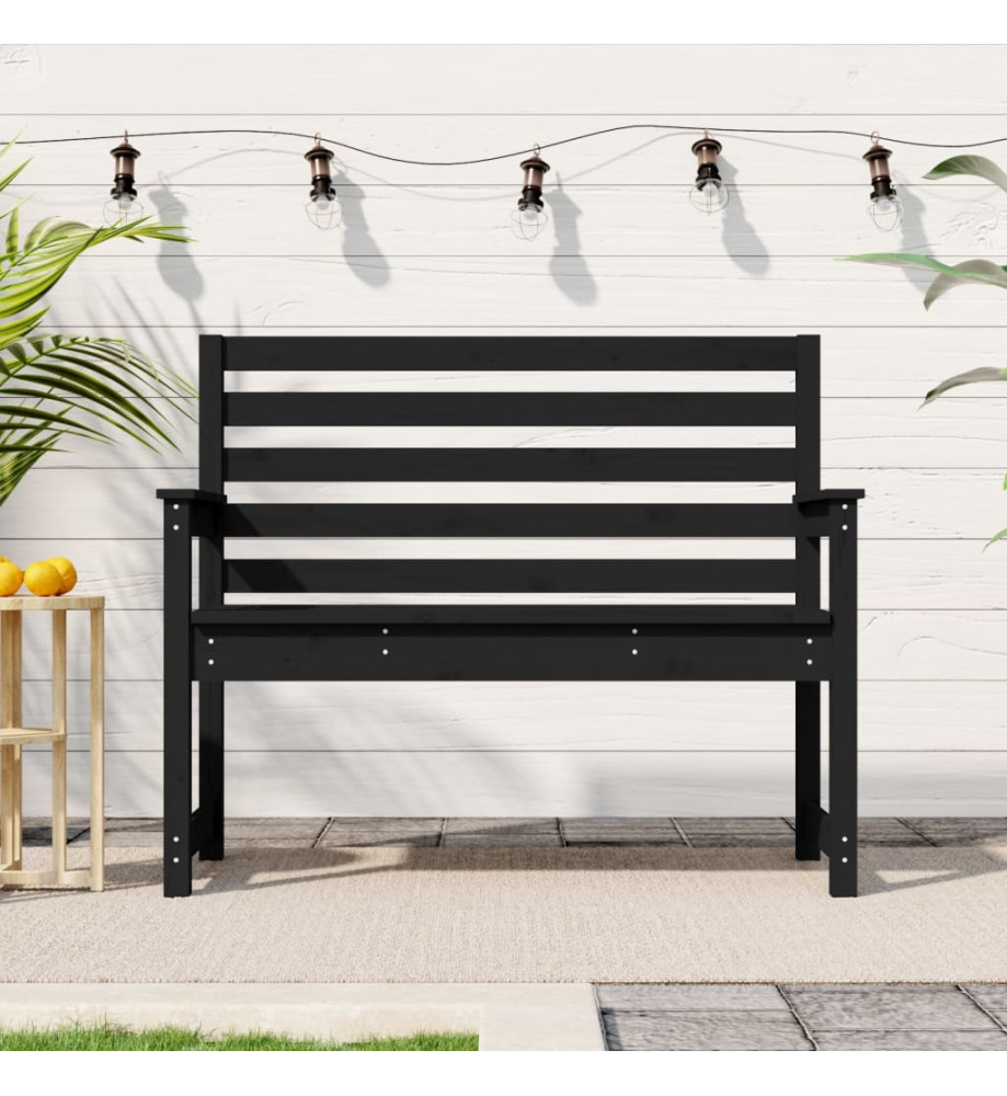 Banc de jardin noir 109x48x91,5 cm bois massif de pin