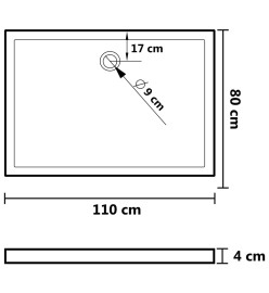 Receveur de douche rectangulaire ABS Noir 80x110 cm