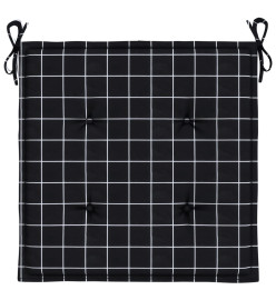 Coussins de chaise de jardin lot de 4 motif à carreaux noir