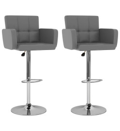 Tabourets de bar lot de 2 gris similicuir