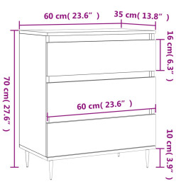 Buffet Blanc brillant 60x35x70 cm Bois d'ingénierie