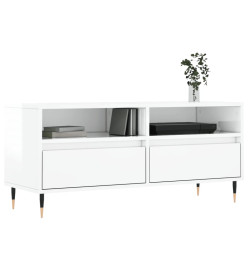 Meuble TV blanc brillant 100x34,5x44,5 cm bois d'ingénierie