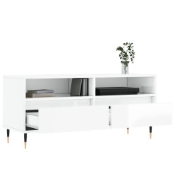 Meuble TV blanc brillant 100x34,5x44,5 cm bois d'ingénierie