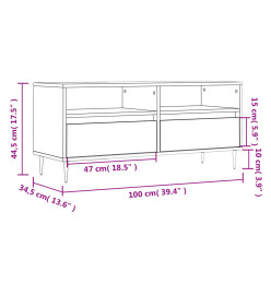 Meuble TV blanc brillant 100x34,5x44,5 cm bois d'ingénierie