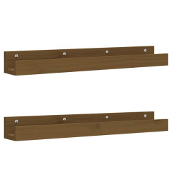 Étagères murales 2 pcs Marron miel 80x12x9cm Bois de pin massif