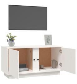 Meuble TV Blanc 80x35x40,5 cm Bois de pin massif