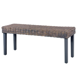 Banc 110 cm Gris Rotin naturel kubu et bois de manguier massif