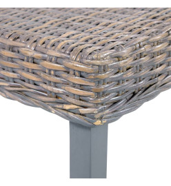 Banc 110 cm Gris Rotin naturel kubu et bois de manguier massif